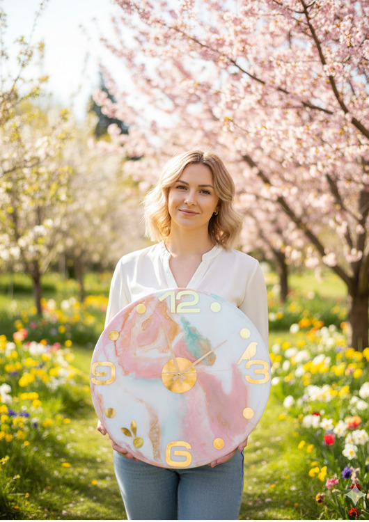 zegary Zegar ścienny z żywicy epoksydowej 40 cm