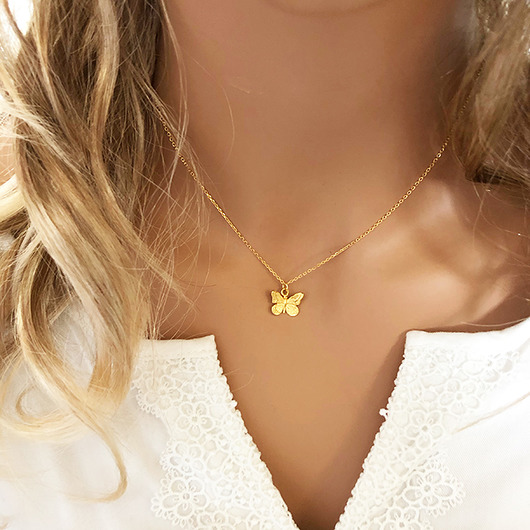 złote naszyjniki Naszyjnik motyl, złoty motylek, letnia biżuteria