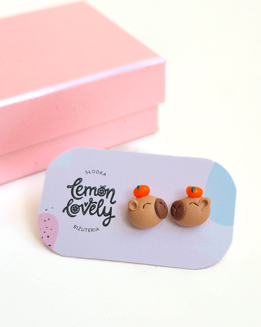 biżuteria dla dzieci Kapibara małe kolczyki na sztyfcie srebro stal