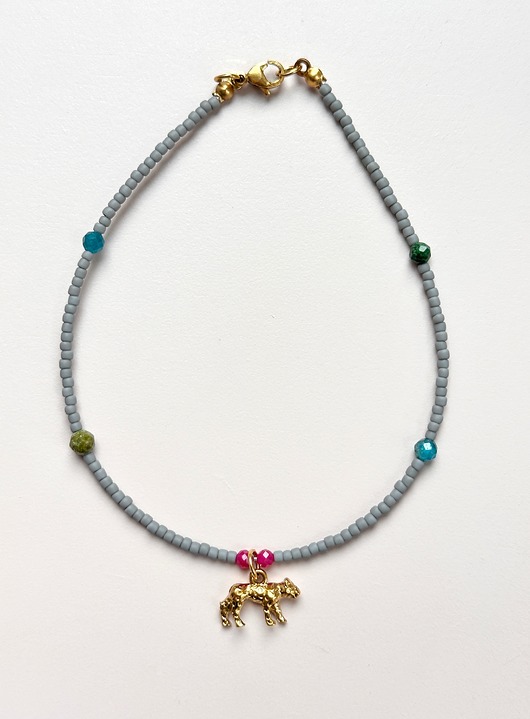 bransoletki - inne Bransoletka Tiger na nogę z kamieni i koralików Toho