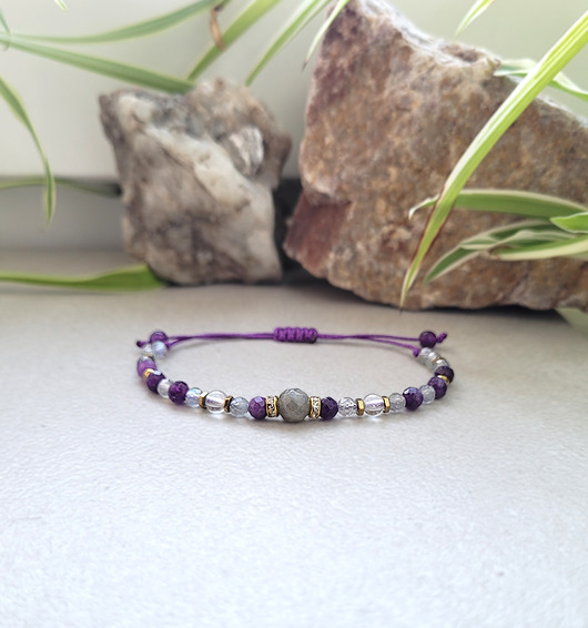 bransoletki z kamieni naturalnych Szczęśliwy związek- z Labradorytem i Ametystem