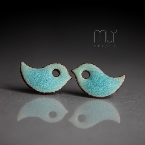 Kolczyki ceramiczne Ptaszki Tropikalne/stał chirurgiczna/ Magda Łysiak