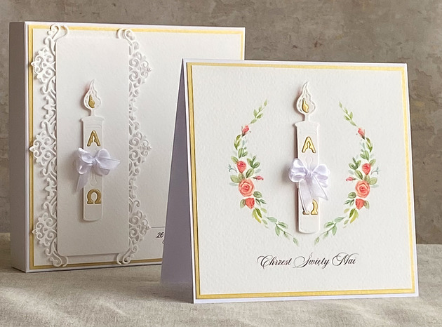 kartki, zaproszenia na chrzest Kartka na chrzest z pudełkiem i kopertą, C54B