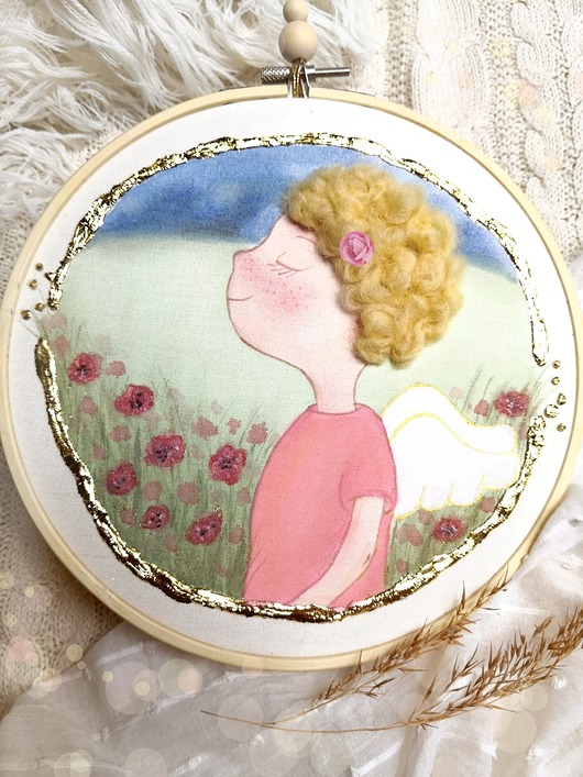 kartki, zaproszenia na chrzest Obrazek z aniołkiem dla dziewczynki, pamiątka Chrztu narodzin dziecka