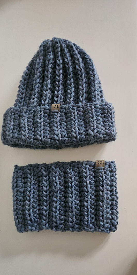 czapki damskie Niebieski Komplet wełniany