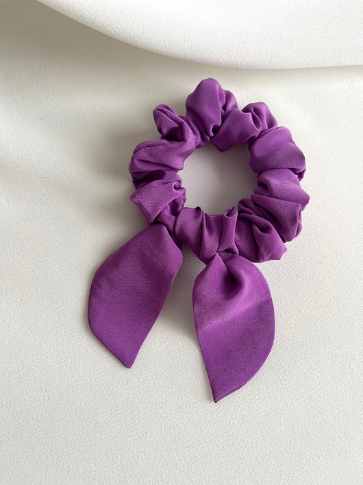 gumki do włosów Scrunchie Purple z odwiązywanymi uszkami