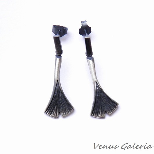 Kolczyki - Ginko II mini szare VENUS GALERIA