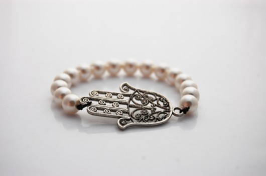 Bransoletka kryształ Swarovski pearls&hamsa  JS Jewelery