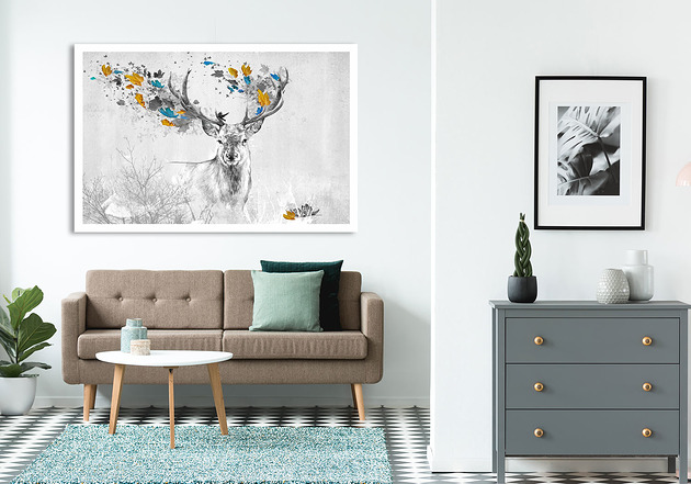 OBRAZ NA PŁÓTNIE - 120x80cm - DEER NOWdeco
