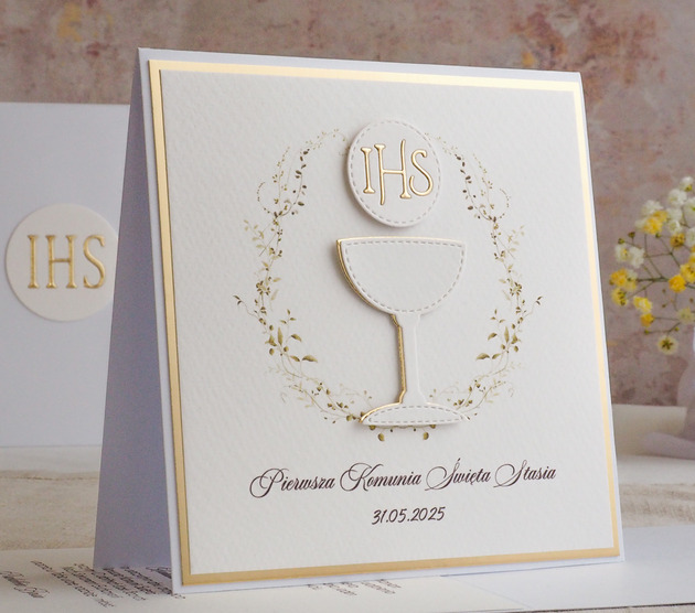 kartki na komunię Kartka na komunię z ozdobną kopertą, 96a