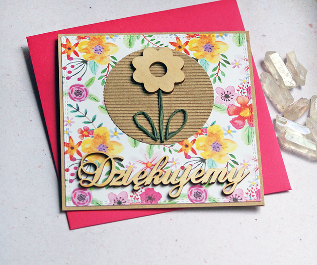 kartki scrapbooking DZIĘKUJEMY - podziękowanie .