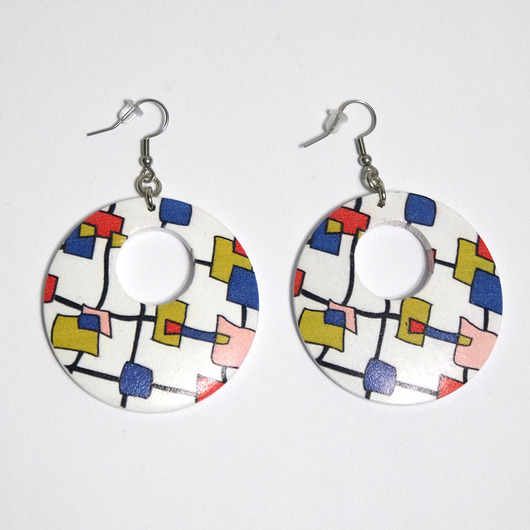 kolczyki drewniane Kolczyki drewniane - Koła malowane