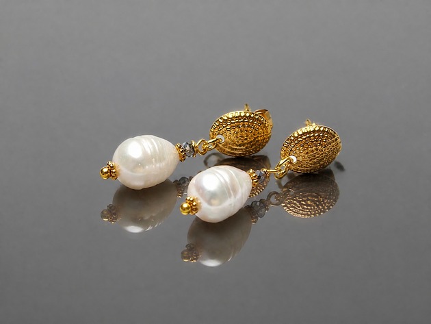 kolczyki pozłacane Kolczyki pozłacane Pearls [white] perły vol. 27