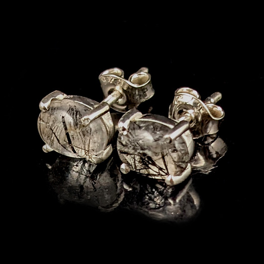 kolczyki srebrne Kolczyki srebrne Kwarce z turmalinem