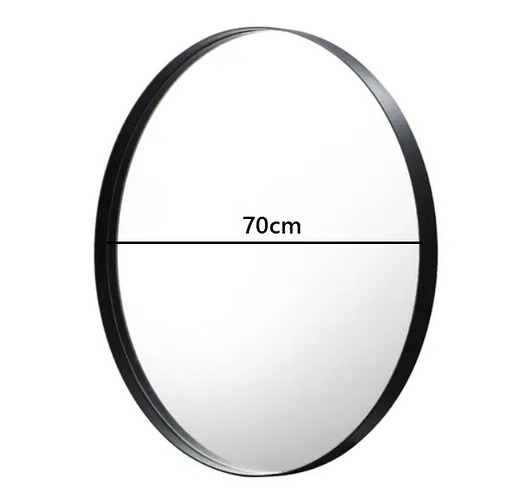 lustra stojące i wiszące Lustro okrągłe Ruota czarna metalowa rama 70cm