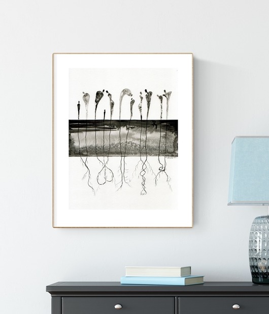 grafika 30 x 40 cm wykonana ręcznie, abstrakcja Krystyna Siwek Art