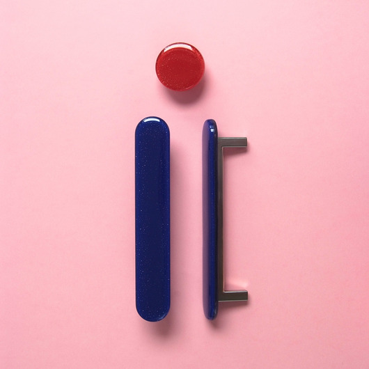 gałki do mebli Niebieski uchwyt do mebli, szklany - ultramaryna