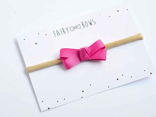 FairyBows opaska malutka kokardka róż ciemny FairyBows