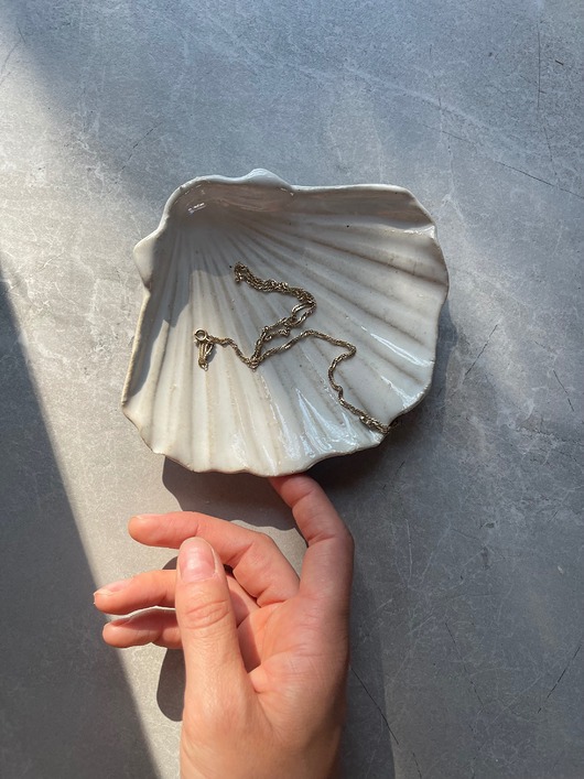 pojemniki na biżuterię Podstawka na Biżuterię Palo Santo Ceramiczna Muszelka Perłowa Biel