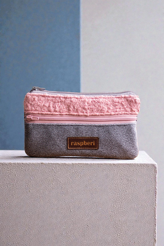 portfele damskie Różowo-szary portfelik