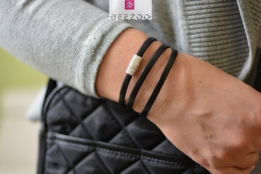 Bransoletka skórzana MAGNETOOS TRIPLE BLACK Beezoo