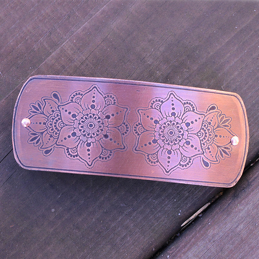 Mehendi dwa kwiaty  - spinka miedziana Klejnotki Anna Zalewska