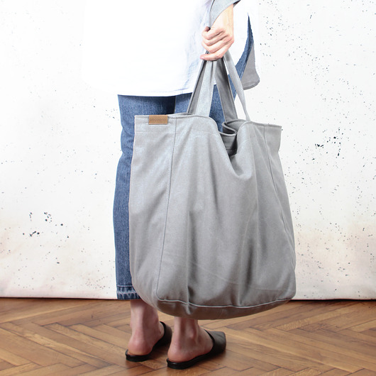 torby na ramię Lazy bag torba jasnoszara na zamek / vegan / eco