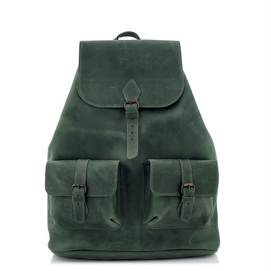 plecaki Zielony Plecak Vintage Skóra Naturalna Belveder Outlander Z72