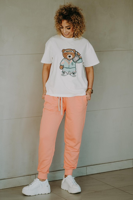 t-shirt damskie T-shirt oversize Funky Teddy dla mamy cream