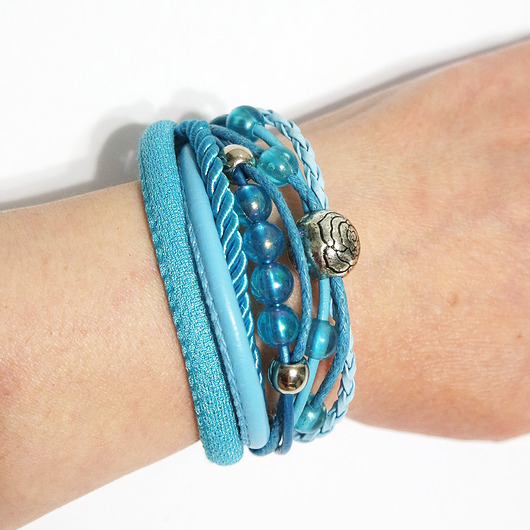 bransoletki - inne Bransoletka - Niebieska - rzemienie