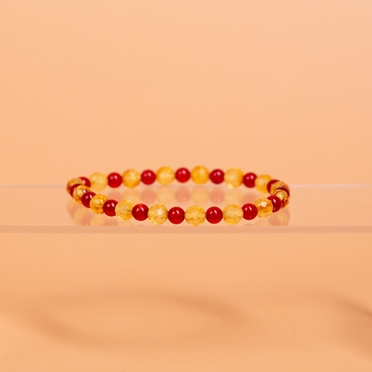 bransoletki - inne Bransoletka z fasetowanym bursztynem bałtyckim