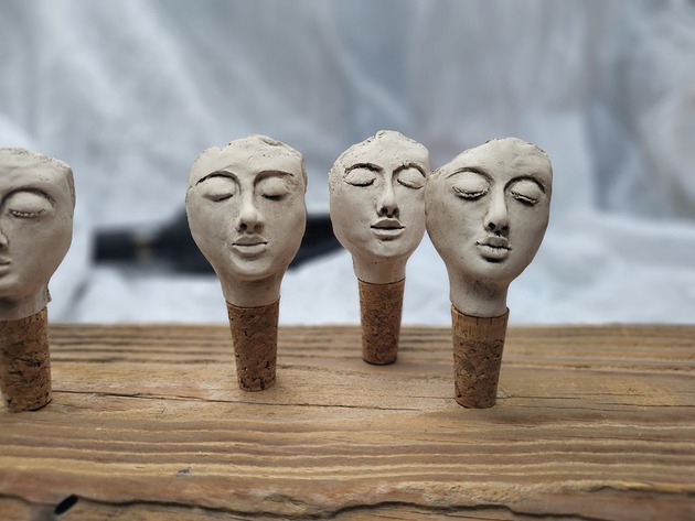 butelki wielorazowe Ceramiczny korek do wina Twarz handmade