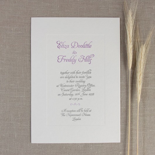 Zaproszenia ślubne LETTERPRESS LILA laserowanki