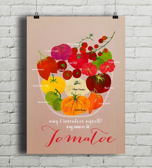Pomidory - plakat kuchenny art giclee A4 minimalmill