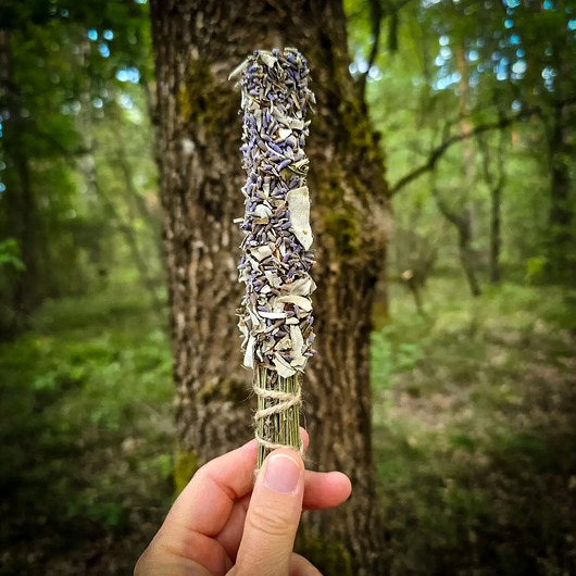 akcesoria do jogi Kadzidło handmade lawenda z białą szałwią większe