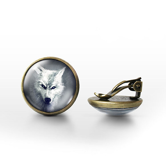 klipsy Klipsy - Biały wilk