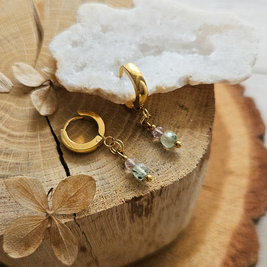 kolczyki z kamieniami Kolczyki z fluorytem i frenitem