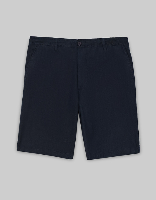 spodnie męskie Krótkie spodenki szorty lniane lentate niebieskie