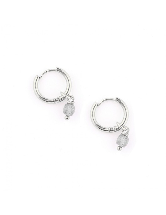 kolczyki - inne Labradoryt (kostka) - kolczyki koła - srebrna stal szlachetna