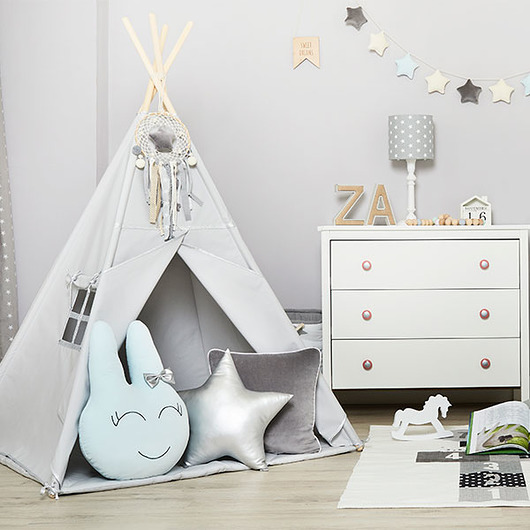 namioty i tipi dla dzieci Zestaw Tipi z Matą - Silver Grey