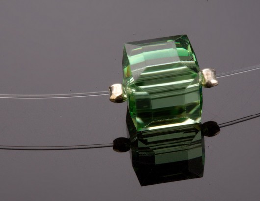 kryształ Swarovski cube saute - Peridot mellody