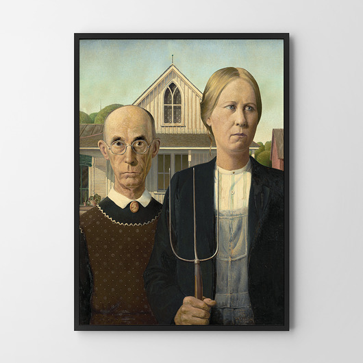 plakaty Plakat Nieoczekiwana zmiana miejsc Grant Wood American gothic