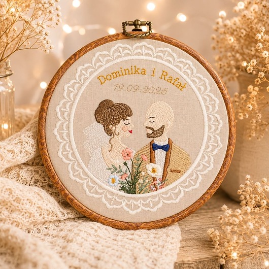 Ślub - inne Ślubna, indywidualna dedykacja, haft w oprawie vintage