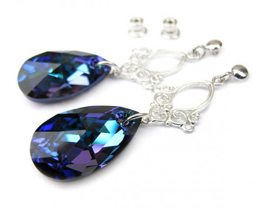 Srebrne kolczyki z kryszt. kryształ Swarovski - Mindanao Marisella