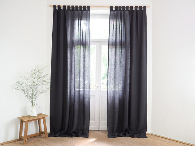 Zasłona Z SZELKAMI  CHARCOAL so linen!