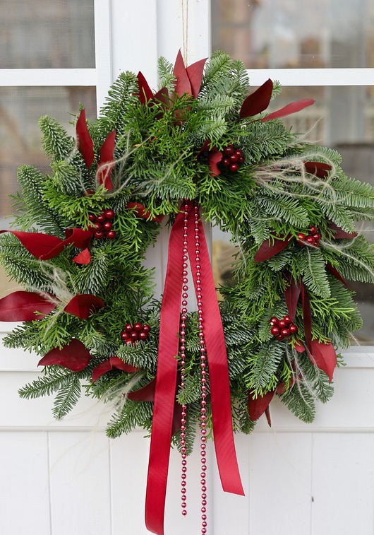 wianki bożonarodzeniowe Duży Wieniec Bożonarodzeniowy 45cm, Naturalny Wianek Świąteczny