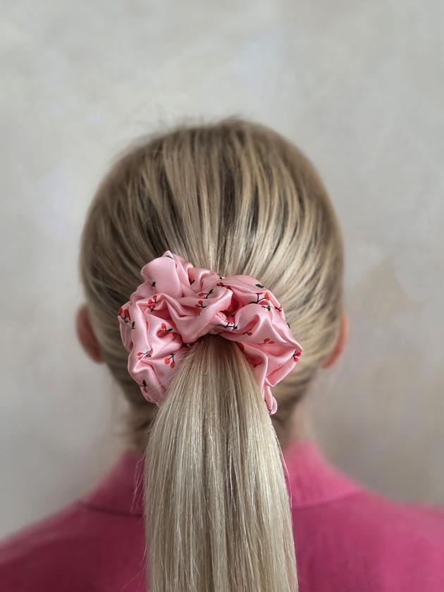 gumki do włosów Gumka jedwabna, scrunchie, cherry MAXI