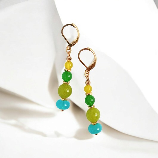 kolczyki z kamieniami Kolczyki SUMMER collection : 6cm : zieleń