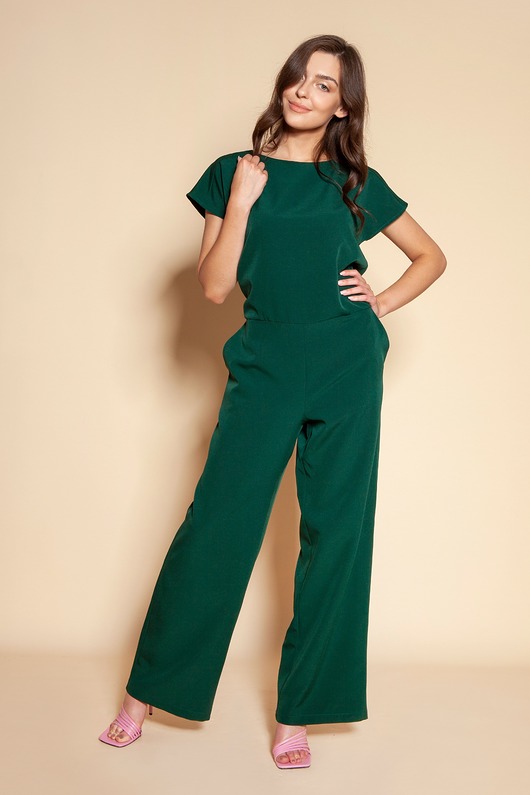 kombinezony damskie Elegancki kombinezon - KB121 zielony