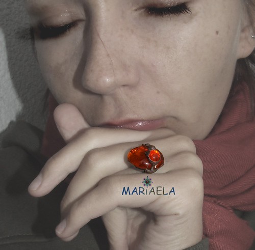 KOMPLET POMARAŃCZOWY- niezwykły pierścień MARIAELA